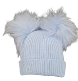 Bella Sienna Unisex Newborn Babies Pom Pom Blue Hat