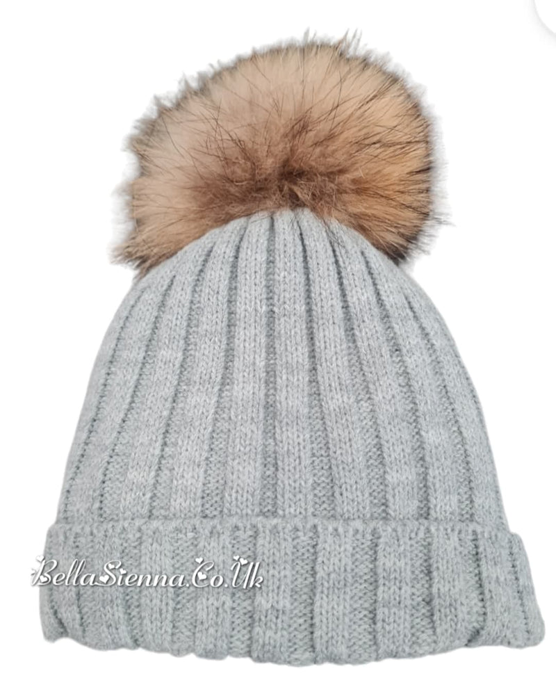 Rahigo  Grey Pom Pom Hat