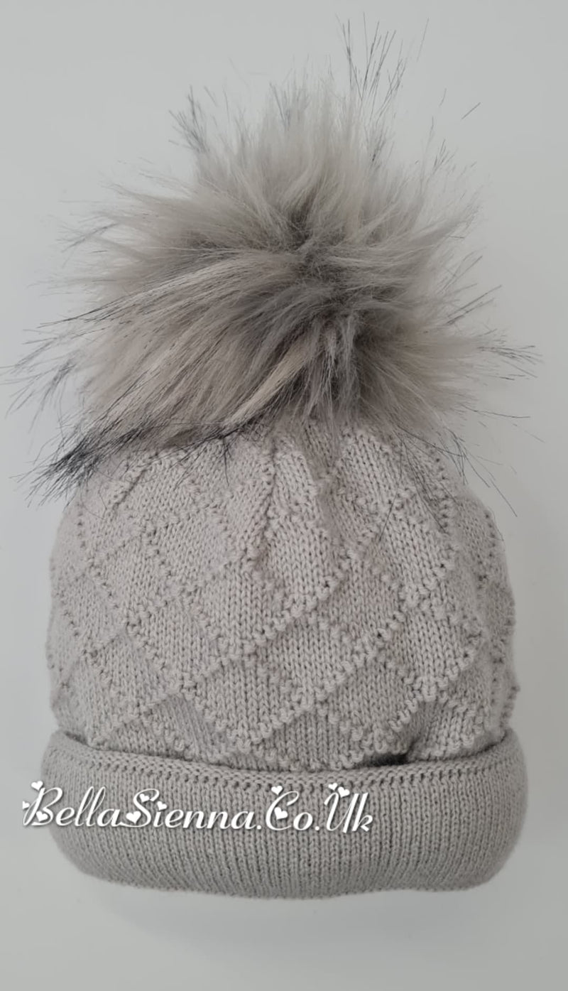 Little Nosh Unisex Grey Pom Hat