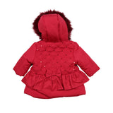 Mintini Baby Girl Red Jacket with Fur Trim Hood MB480