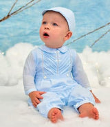 Sarah Louise Baby Boy Blue Romper with matching cap - Sarah Louise C3001