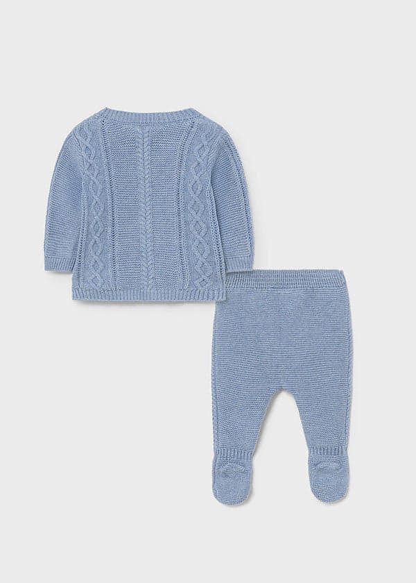 Mayoral ECOFRIENDS leg warmer hat and cardigan set for newborn boy 2508 Nube
