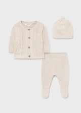 Mayoral ECOFRIENDS leg warmer hat and cardigan set for newborn boy 2508