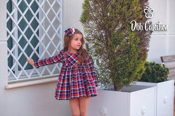 DBB Collection Moda Infantil Red & Navy Tartan Dress - 08502