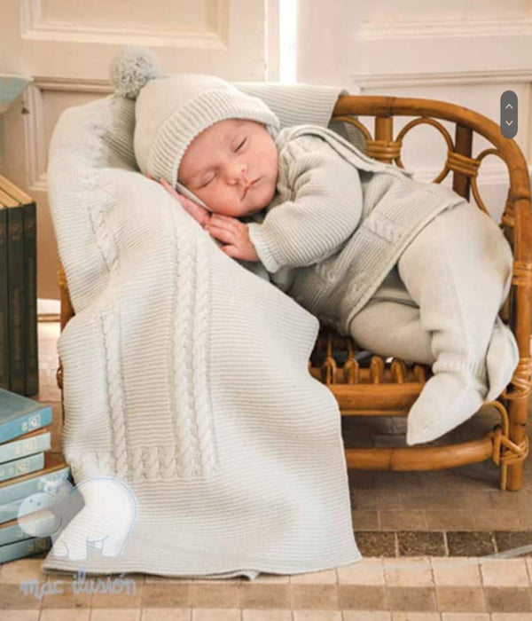 Mac ilusion Baby Boys Blue Knitted Three Piece Set - 8611