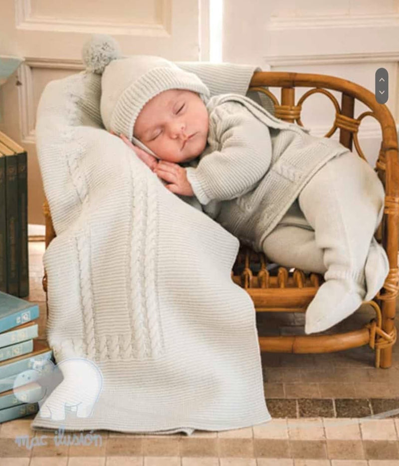 Mac ilusion Baby Boys Blue Knitted Three Piece Set - 8611