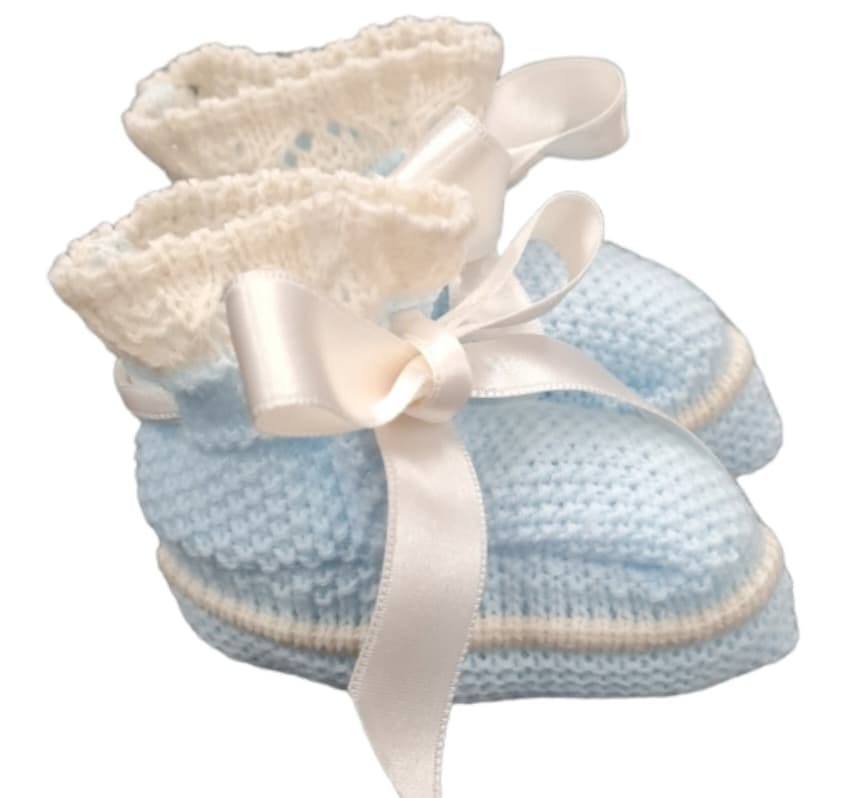 Mac ilusion Unisex Blue & Beige Pom Pom Four Piece Knitted Outfit - 8630 - Celeste