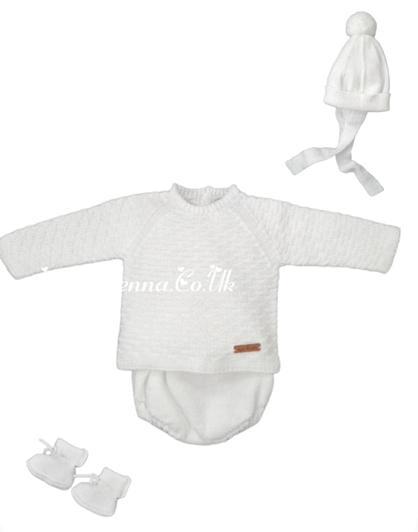 Mac ilusion White Unisex Four Piece Knitted Outfit - 8628 - Blanco