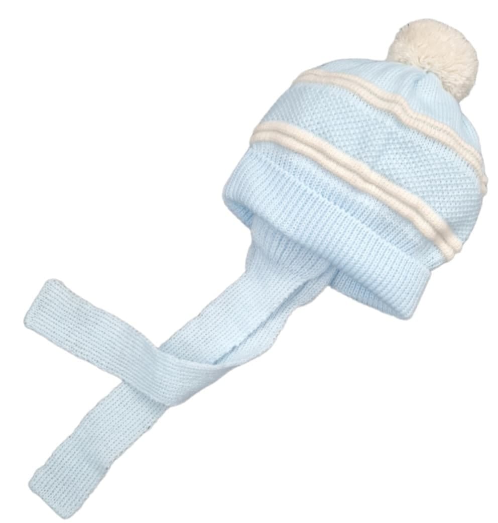 Mac ilusion Unisex Blue & Beige Pom Pom Four Piece Knitted Outfit - 8630 - Celeste
