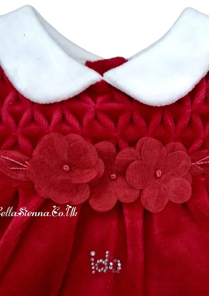iDo Baby Girls  Red Velour Babygrow