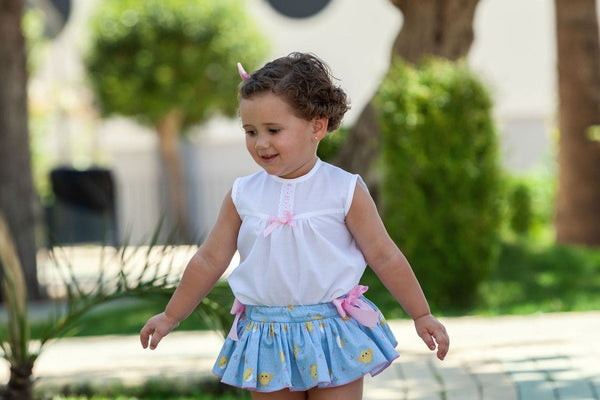 Abuela Tata Chick Print Top & Frilly Jam Pants Set - 31274