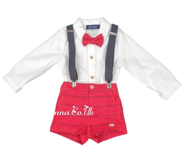 Basmarti Boys Four Piece Set - Shirt, Short, Bow Tie & Braces - 22343