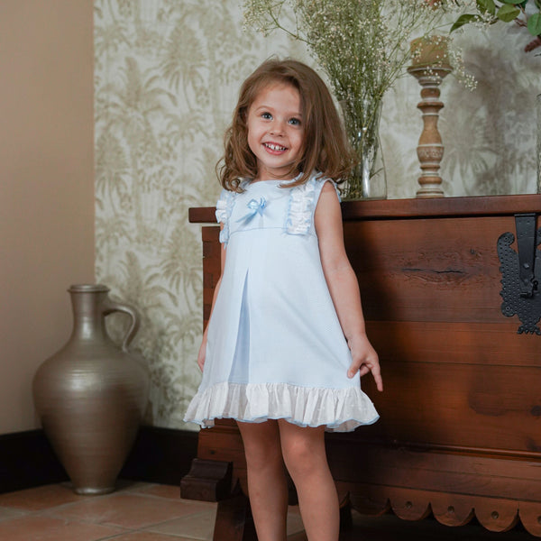 Lor Miral Baby Blue & White Frill Dress- 31419