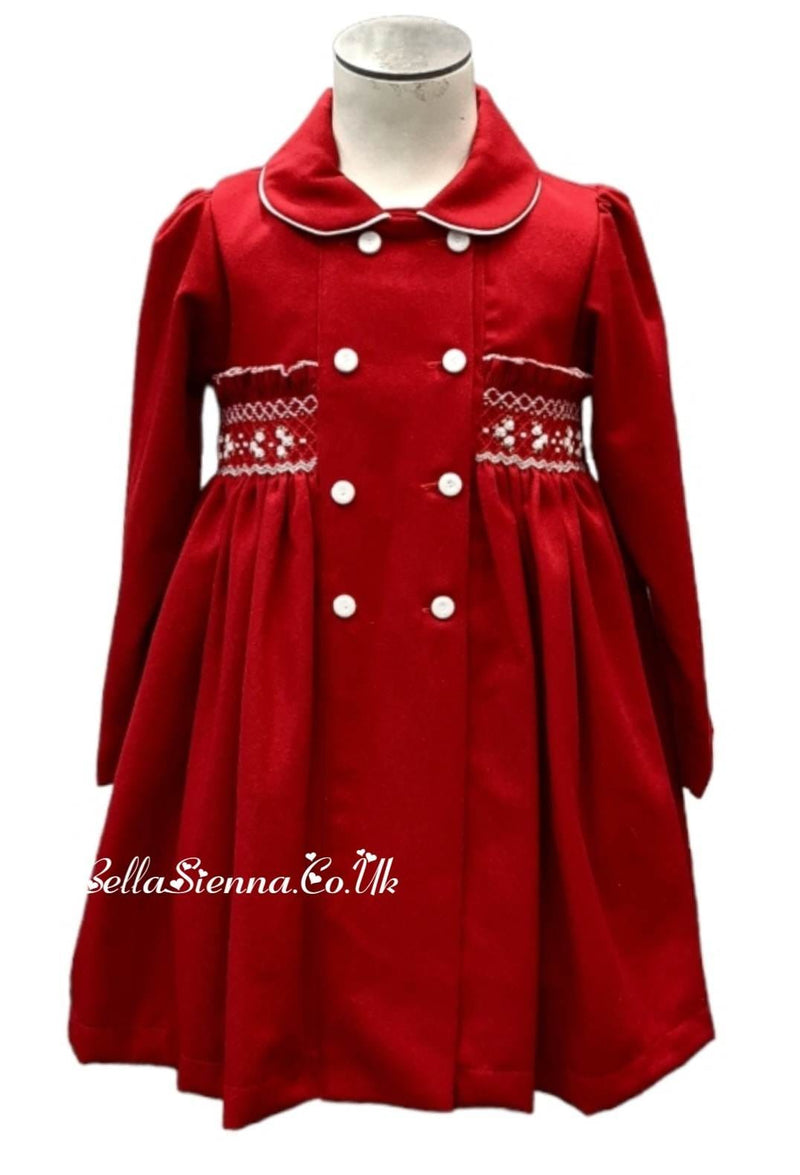 Pretty Originals Red Traditional Smocked Dress Coat MC01154