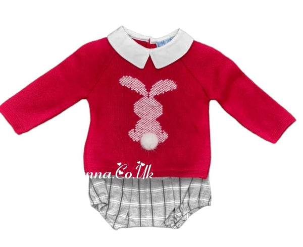 Mac Ilusion Baby Boys Red And Grey Bunny Outfit - 7429