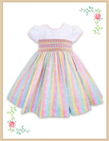 Pretty Originals Hand Smocked Multicoloured Dress & Matching Headband - BD02160