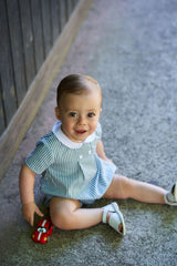 Rapife Boys Green & White Stripe Romper - 5008