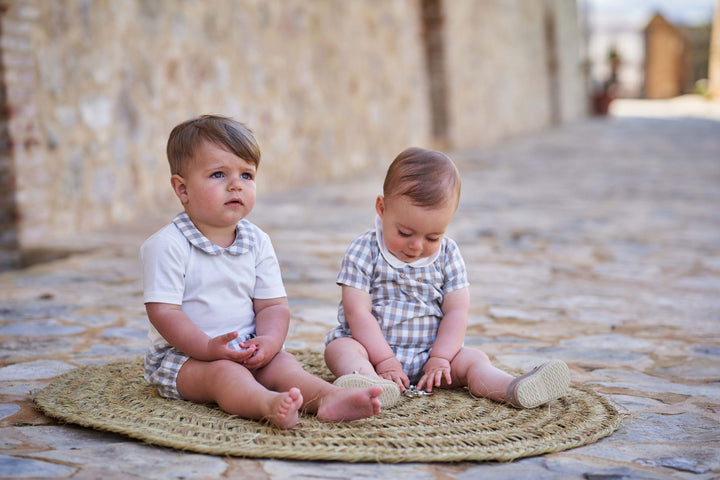 Rapife Baby Peter Pan Collar Check Romper - Beige 5257