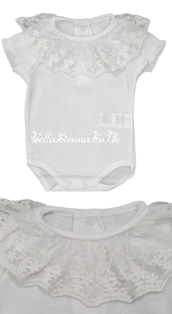 Calamaro Baby Ivory Lace Collar Vest Top - 19109