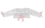 Pretty Originals Girls White And Pink Bow Cardigan