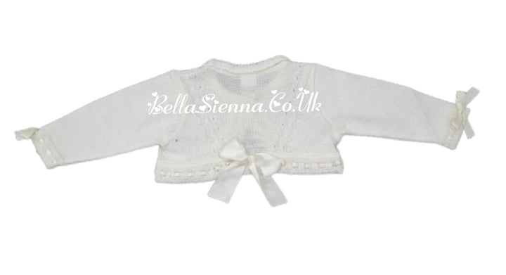 Pretty Originals Girls Ivory Bow Cardigan