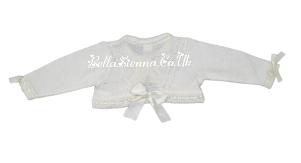 Pretty Originals Girls Ivory Bow Cardigan