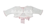 Pretty Originals Girls White And Pink Bow Cardigan