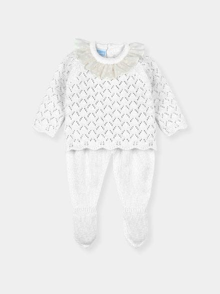 Mac Illusion Newborn Baby Unisex White Knitted  Two Piece Outfit 8811