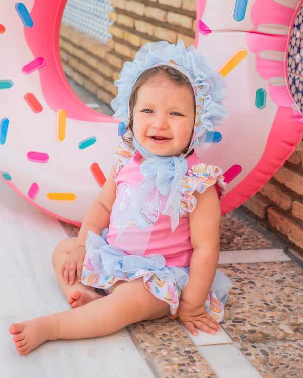 BABINE Doughnut Baby Girls Jam Pant Set with Bonnet - 2322025
