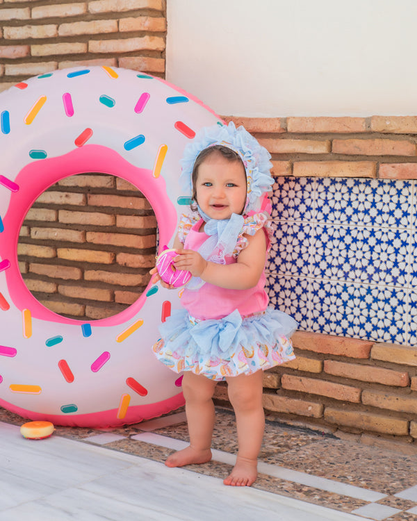 BABINE Doughnut Baby Girls Jam Pant Set with Bonnet - 2322025