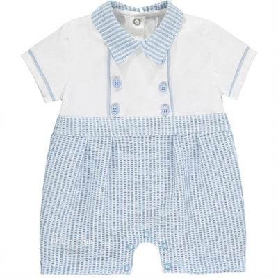 Mitch & Son Baby Blue & White Seersucker Romper- David