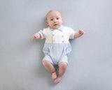 Mitch & Son Baby Blue & White Seersucker Romper- David