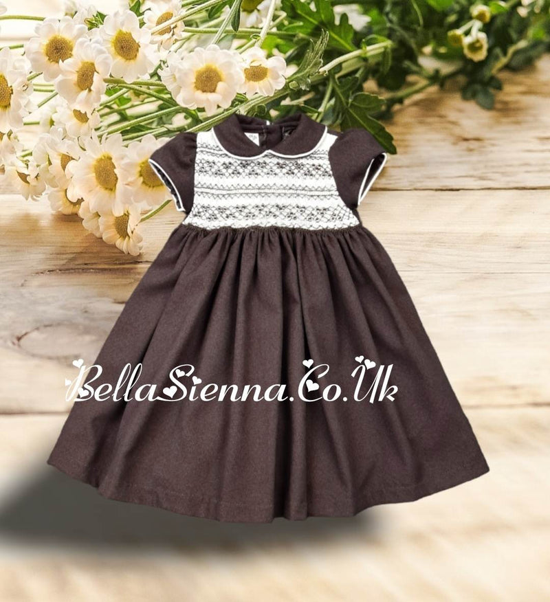 Pretty Originals Girls Brown Smocked Dress With Matching Headband MC713
