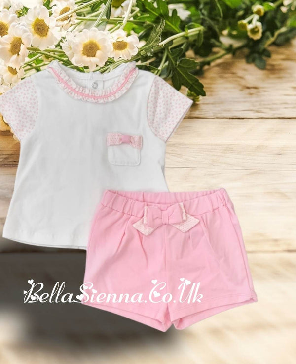 Mayoral White And Pink Bow Short Set