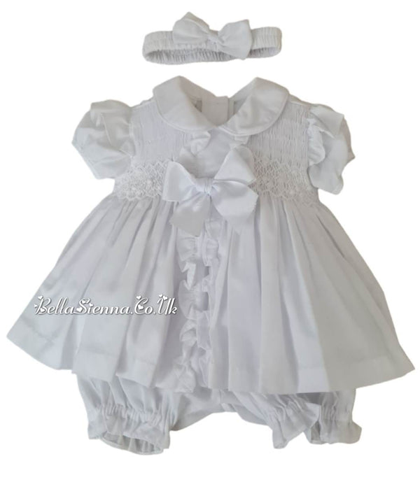 Pretty Originals Baby Girls White Smocked Dress Set MT00819