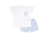 Rapife  Boy's White And Blue Shorts Set 4350