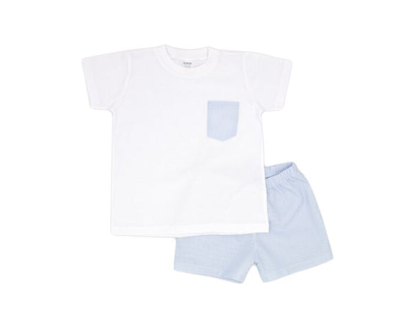 Rapife  Boy's White And Blue Shorts Set 4350