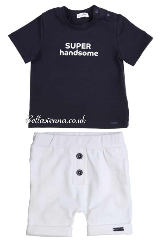 GYMP - Gorgeous Young Misters & Princesses Navy Blue And White T-shirt & Shorts Set