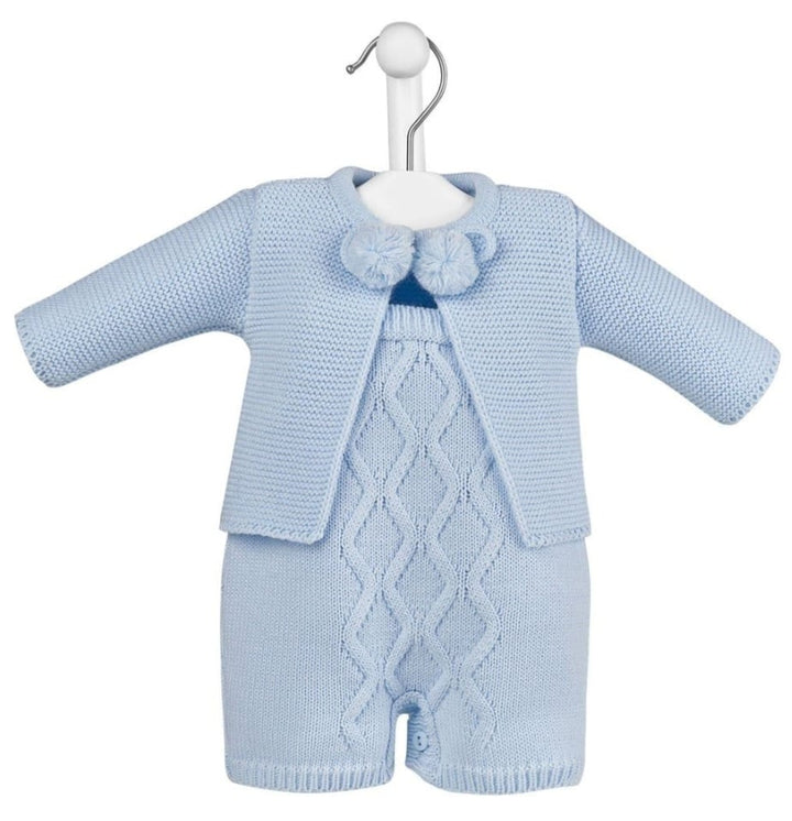 Dandelion Baby Blue Pom Pom Dungaree Set A3687