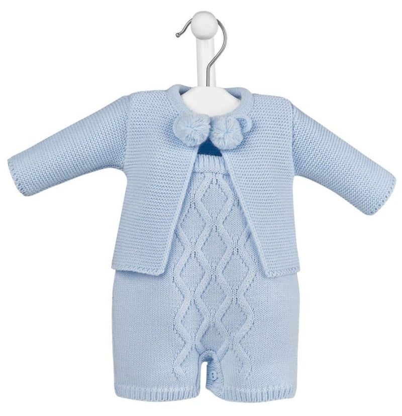 Dandelion Baby Blue Pom Pom Dungaree Set A3687