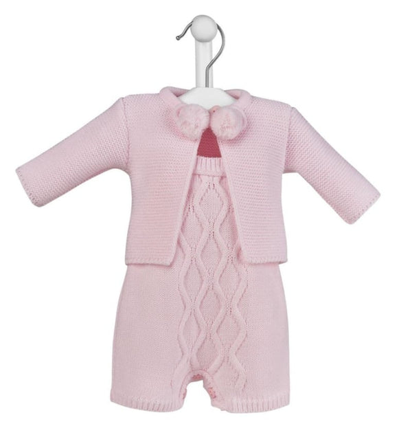 Dandelion Pink Pom Pom Dungaree Set A3687