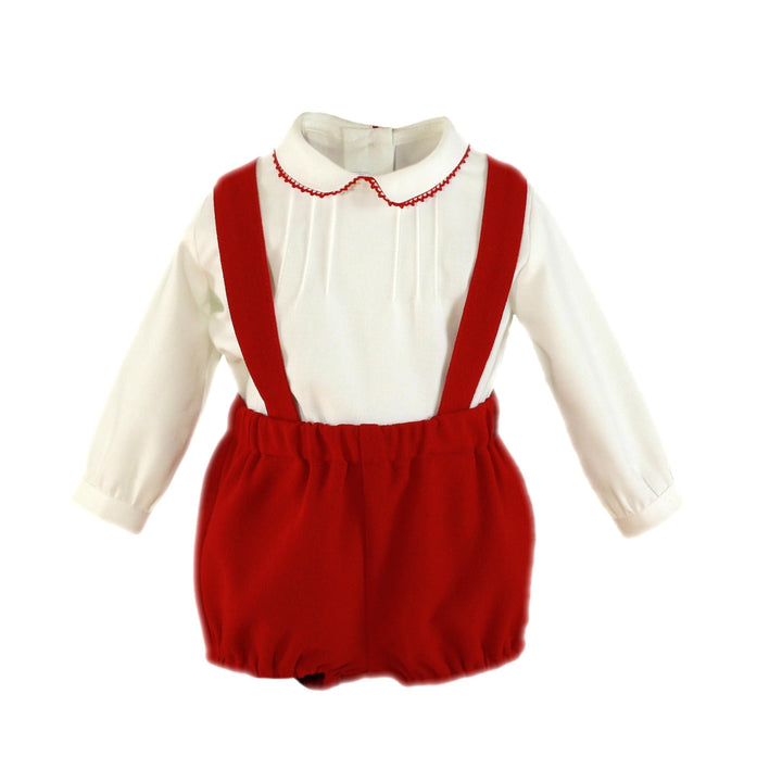 Miranda Boys Two Piece Shirt & Red Dungaree Set - 36/23