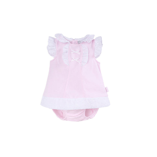 Tutto Piccolo Pink & White Dress & Pants Set - 3792