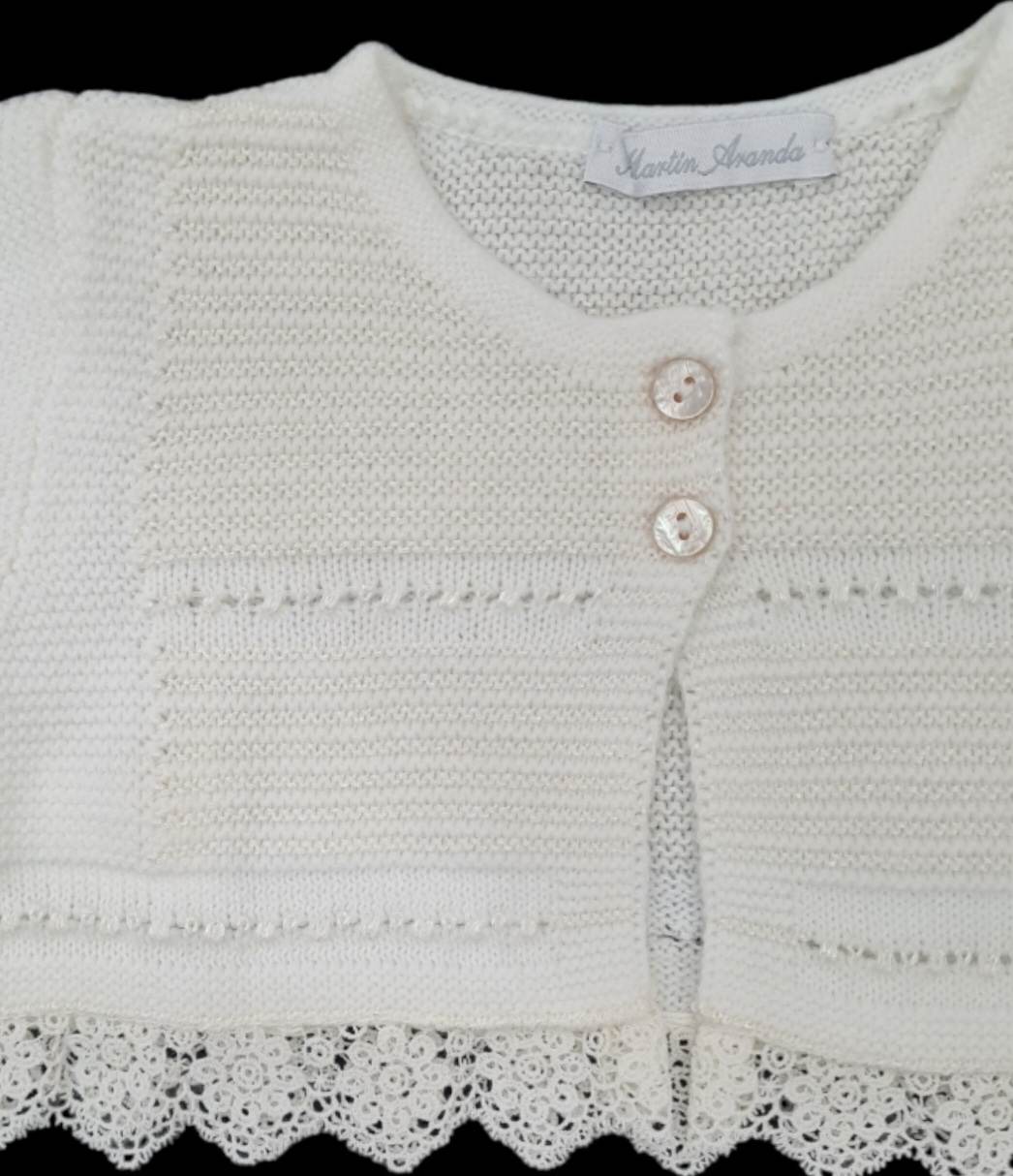 Martin Aranda Ivory Girls Lace Cardigan