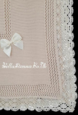 Beautiful Traditional Beige Baby Receiving Shawl With Lace - 3468