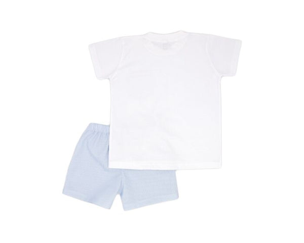 Rapife  Boy's White And Blue Shorts Set 4350