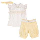 Pretty Originals Lemon & White Girls Smocked Outfit - MT02115