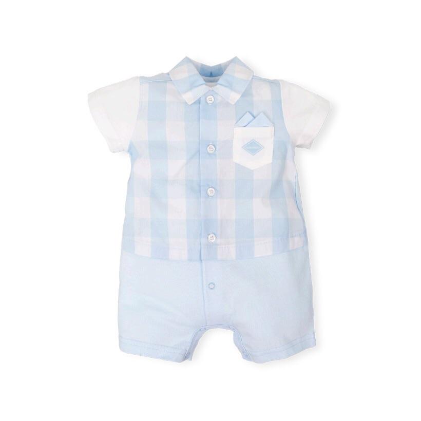 Tutto Piccolo Baby Boys Romper Sky Blue Check 4285
