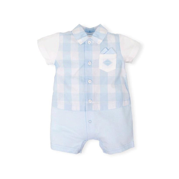 Tutto Piccolo Baby Boys Romper Sky Blue Check 4285