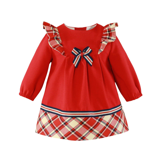 Miranda Red & Tartan Dress With Bow - Winter  - 0046/V